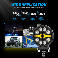 2025 New LED Round Spotlight White+Amber for Truck LED Working Lights Black Cover LED Square Headlights