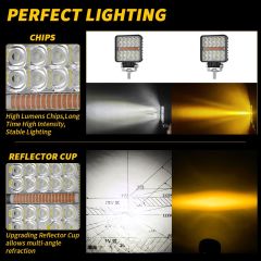 4" Square Auto Working Light Dual Lighting Car Driving DRL Headlamp Strobe Lights for Truck Motorcycles