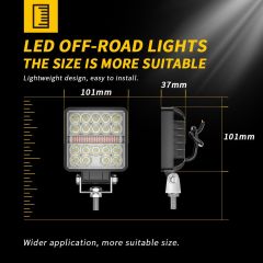 4" Square Auto Working Light Dual Lighting Car Driving DRL Headlamp Strobe Lights for Truck Motorcycles