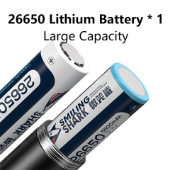 Smiling Shark 6000 Lumens 5500Mah 8 Hours Long Last Led Torch Rechargeable Torch Flashlight 4 Mode Super Bright Torches Rechargeable Torches Led Rechargeable Torch Llight Rechargeable-4modes Zoomable Waterproof for Camping Hiking Working-SD5225