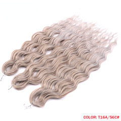 Anna 24 Inch Synthetic Hair Water Wave Braiding Hair Extensions Ombre Blonde Deep Wave Afro Curl Twist Crochet Hair for Women