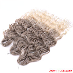 Anna 24 Inch Synthetic Hair Water Wave Braiding Hair Extensions Ombre Blonde Deep Wave Afro Curl Twist Crochet Hair for Women