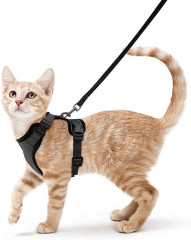 Cat Harness and Leash for Walking,Escape Proof Soft Adjustable Vest Harnesses for Cat,Breathable Reflective Strips Jacket
