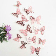12Pcs Fashion 3D Hollow Butterfly Creative Wall Sticker For DIY Wall Stickers Modern Wall Art Home Decorations DIY Gift