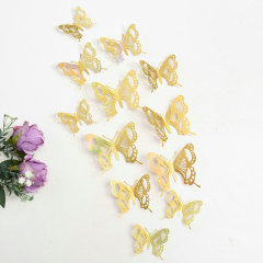 12Pcs Fashion 3D Hollow Butterfly Creative Wall Sticker For DIY Wall Stickers Modern Wall Art Home Decorations DIY Gift