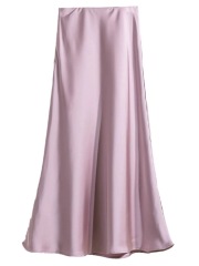 TRAF Satin Midi Skirt Woman High Waist Long Skirts For Women New Fashion 2023 Autumn Casual Elegant Party Women's Skirts