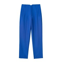 TRAF Women Fashion With Pockets Casual Basic Solid Pants Vintage High Waist Zipper Fly Female Ankle Trousers Pantalones Mujer