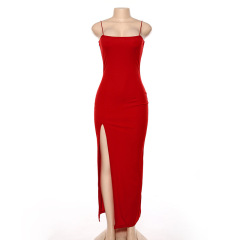Nibber red black New year christmas party long dresses women spring Basic bodycon lace up stretch Slim midi dresses femme