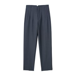 TRAF Women Fashion With Pockets Casual Basic Solid Pants Vintage High Waist Zipper Fly Female Ankle Trousers Pantalones Mujer
