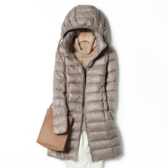2023 Winter Womens Korean Fashion Slim Remove Hooded Parka Fashionable Outerwear Down Jackets Long Light Thin Coat Puffer Jacket