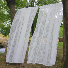 Pure White Floral Vintage Lace Sheer Curtains Panel Rod Pocket Country Window Sheer Knitted Lace Curtain Drapes