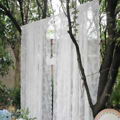 Pure White Floral Vintage Lace Sheer Curtains Panel Rod Pocket Country Window Sheer Knitted Lace Curtain Drapes