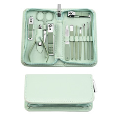 Stainless Steel Manicure Nail Clippers and Beauty Tool Portable Set with Leather Case