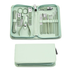 Stainless Steel Manicure Nail Clippers and Beauty Tool Portable Set with Leather Case