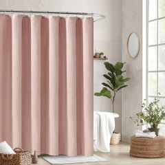 Linen Grommet Shower Curtain for Bathroom Boho Polyester Waterproof Fabric