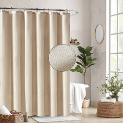 Linen Grommet Shower Curtain for Bathroom Boho Polyester Waterproof Fabric