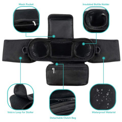 Stroller Organizer with Insulated Cup Holder Detachable Clutch Bag Velcro Loop