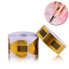 500Pcs Gold Horseshoe Rectangle Nail Forms Nail Extension Tips UV Gel Guide Stickers
