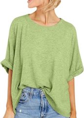 Womens Oversized T Shirts Loose Fit Crewneck Short Sleeve Summer Casual Blouse