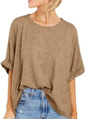Womens Oversized T Shirts Loose Fit Crewneck Short Sleeve Summer Casual Blouse