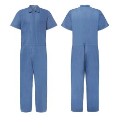Men's Short-Sleeve Work Coverall Lightweight with Elastic Waist
