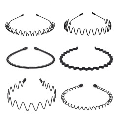 Spring Wave Hoop Non Slip Metal Headbands Unisex Simple Slicked Back Hair Band