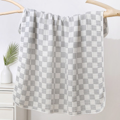 Ultra Soft Muslin Baby Blanket Versatile Swaddle Breathable Jacquard Checkered