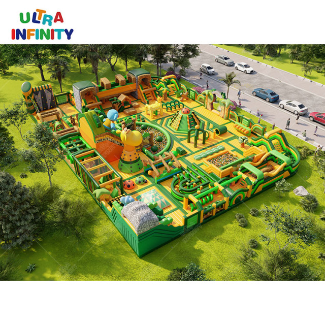 Inflatable animal theme park indoor & outdoor theme playround park long obstacle course