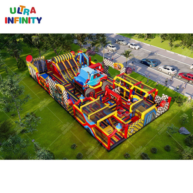 Karting Shape Inflatable Theme Park Playground Games Inflatable Obstacle Course Sports Park