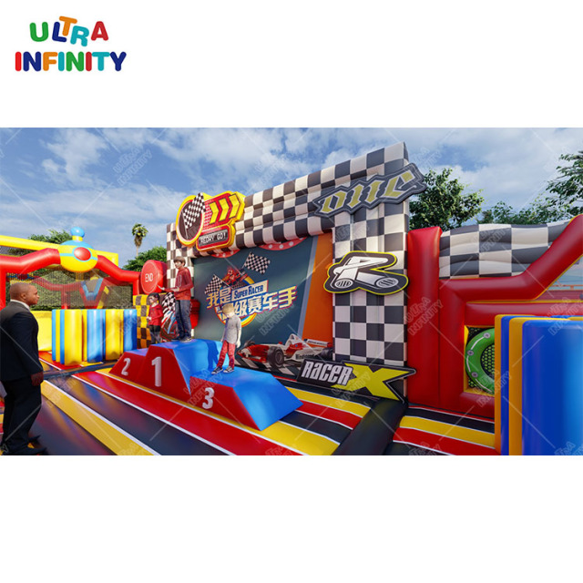 Karting Shape Inflatable Theme Park Playground Games Inflatable Obstacle Course Sports Park