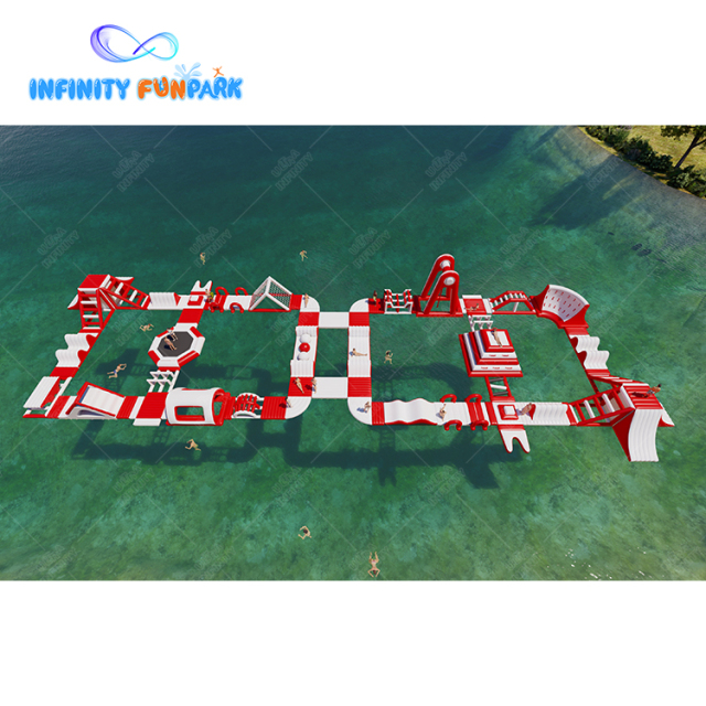 Experience Endless Fun with Our Customized Inflatable Water Park - Red & White Edition