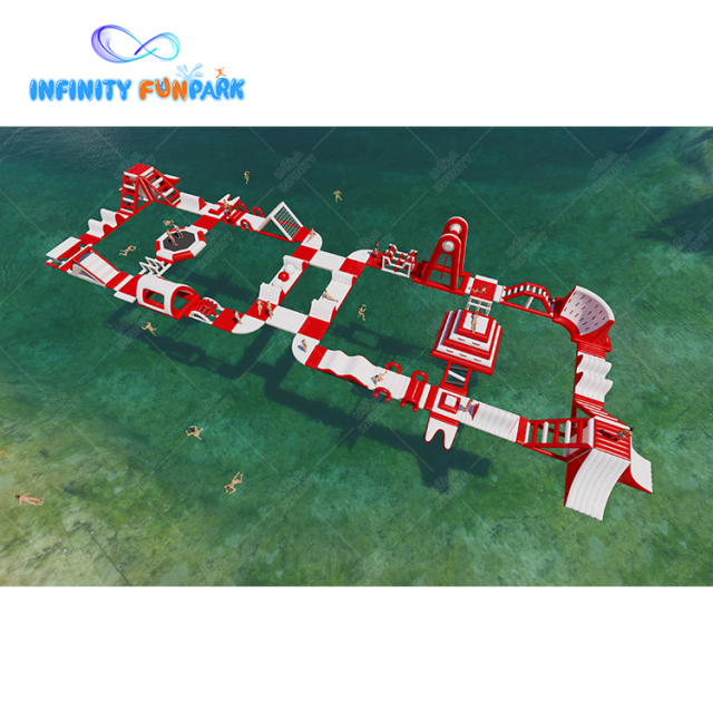 Experience Endless Fun with Our Customized Inflatable Water Park - Red & White Edition