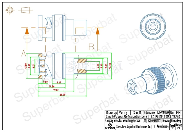 BNC Plug Male to RCA Jack Female Adapter Straight