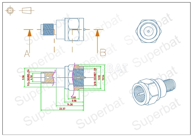 DAB/DAB+car radio Aerial for F(M) to SMA(F) connector/Adapter