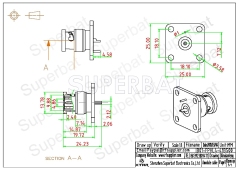 BNC Plug Male Connector Straight 4 Hole Flange Solder