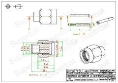 Superbat RP-SMA Plug (female socket) RF Connector Solder for .141" cable RG402