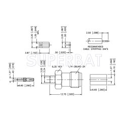 SMA Straight Solder Standard Female Jack for 0.047" Semi-Rigid Coax Cable