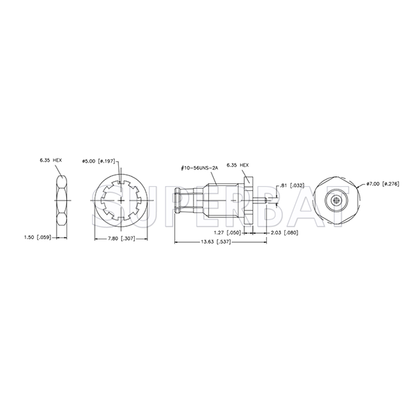 Superbat 50 Ohm MCX Plug Straight Round Post Connector