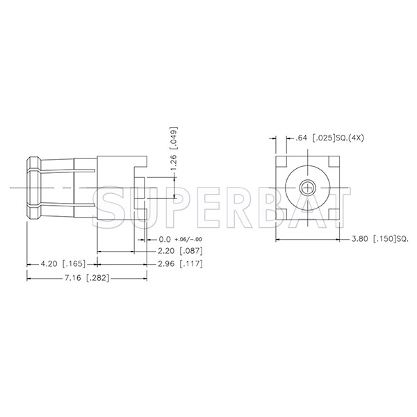 Superbat MCX 50 Ohm Plug Male Straight PCB Surface Mount Post Terminal Four Stud Connector