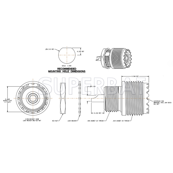 Superbat UHF Jack SO239 Solder Cup Bulkhead Connector With Gold Plated Contact and Nickel Plated Body