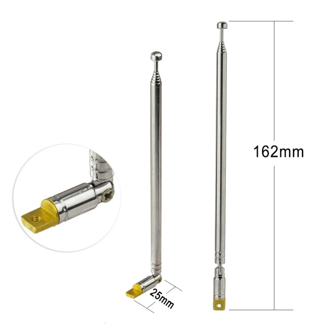 2PCS Superbat Indoor AM FM Radio Antenna 6 Section Telescopic Antenna