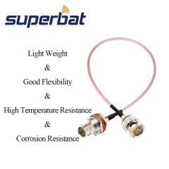 Superbat SDI Cable 12inch 2-Pack 75 Ohm BNC Male to BNC Female Bulkhead Cable for HD 3G SDI Recorder Camera Monitor Converter, SDI Video Cable