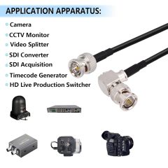 Superbat 3G 6G SDI Cable 6ft,BNC Male to Right Angle BNC Male 75 Ohm BNC Video Cable,Thin & Short Belden 1855A Coaxial Cable(2-Pack for HD Camera CCTV Monitor Video Switcher SDI Splitter etc