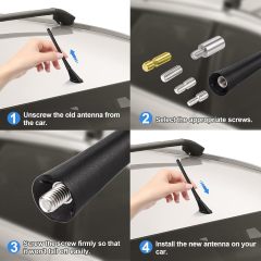 Bingfu Universal Vehicle Roof Mount Antenna Mast 6.3 inch Rubber Car Antenna Replacement Compatible with Ford Chevrolet GMC Jeep Dodge