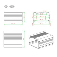 Eightwood Aluminum Project Enclosure Box Electronic Case for PCB Circuit Board DIY- 4.32 x 3.74 x 2.17 inch (L*W*H) Built-in Slot Extrusion Box