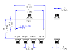 17700~21100 MHz SMA Female 4 Way Power Divider 50 Ohm Wide-Band Signal Splitte