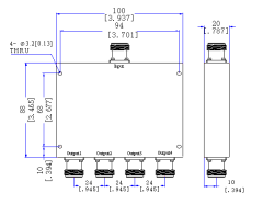 300~700 MHz N Female 4 Way Power Divider 50 Ohm Wide-Band Signal Splitter