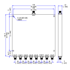 500~7500 MHz SMA Female 8 Way Power Divider 50 Ohm Wide-Band Signal Splitter