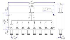 1100~1700 MHz TNC Female 8 Way Power Divider 50 Ohm Wide-Band Signal Splitter