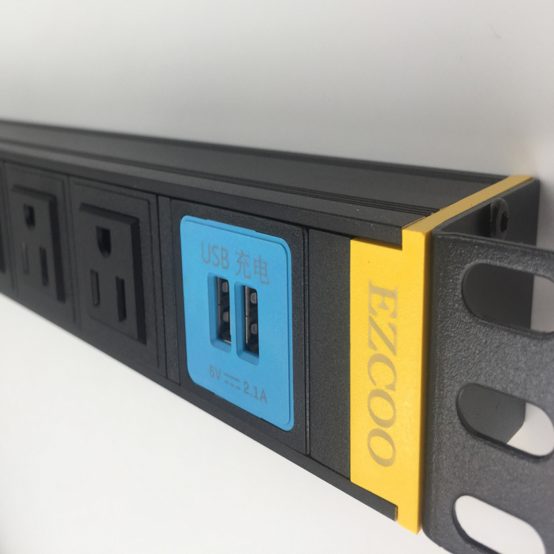120V/15A  PDU 6 Outlets with Surge Protection USB charge 19in Rackmount Power Distribution Unit